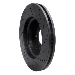 Land Rover LR3 Brake Rotor (1) - Front Left - R1 Concepts - Drilled & Slotted - Black - `05-`07